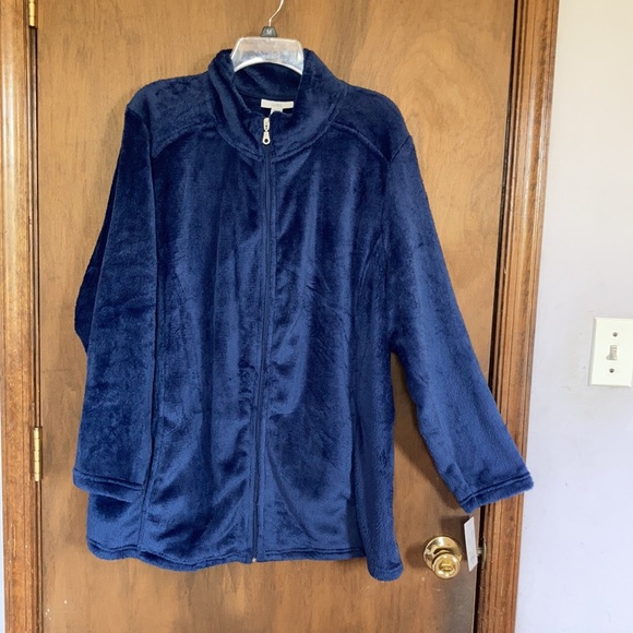 LastCall❌Croft & barrow minky zip front navy blue shirt jacket w pockets size 2X - Picture 3 of 16
